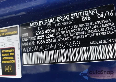 2017 Mercedes-Benz C 300 from USA, damaged, VIN WDDWJ4JB0HF383659